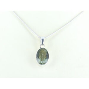 Amethyst, Green Faceted Oval Pendant
