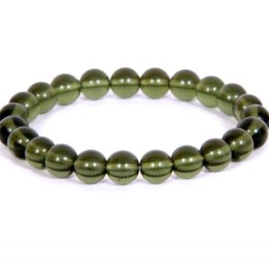 MOLDAVITE 8MM GRADE (A) NATURAL ROUND BEADS