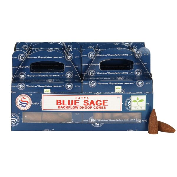 BLUE SAGE BACKFLOW DHOOP CONES BY SATYA - Image 3