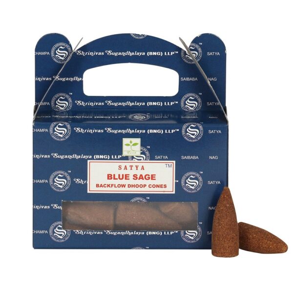 BLUE SAGE BACKFLOW DHOOP CONES BY SATYA - Image 1