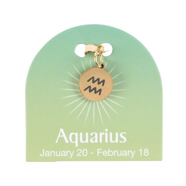 AQUARIUS GOLD TONE ZODIAC SIGN CHARM - Image 2
