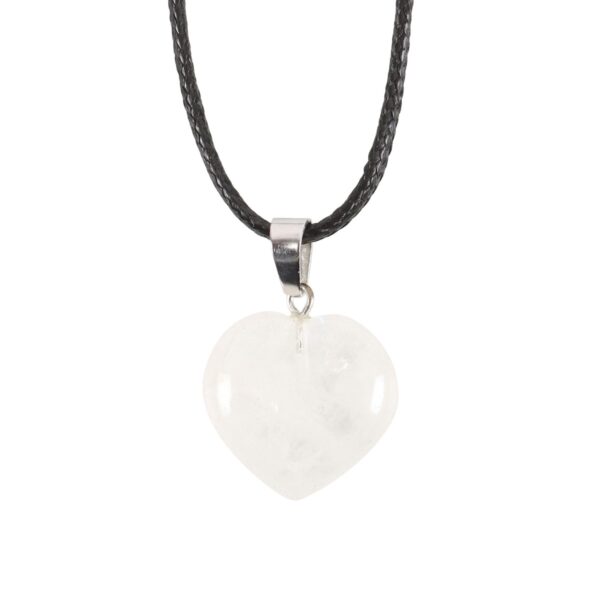 CLEAR QUARTZ HEALING CRYSTAL HEART NECKLACE - Image 1