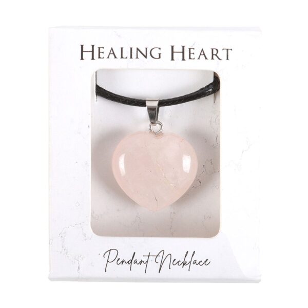 ROSE QUARTZ HEALING CRYSTAL HEART NECKLACE - Image 3