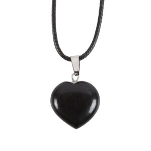 BLACK OBSIDIAN HEALING CRYSTAL HEART NECKLACE