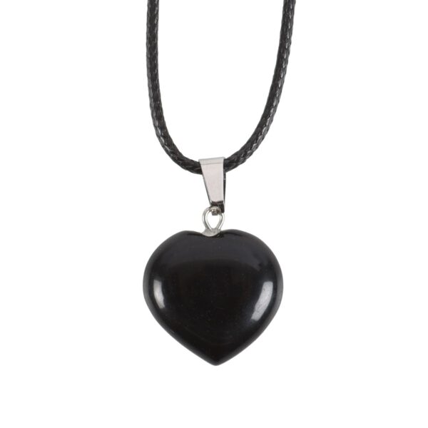 BLACK OBSIDIAN HEALING CRYSTAL HEART NECKLACE - Image 1