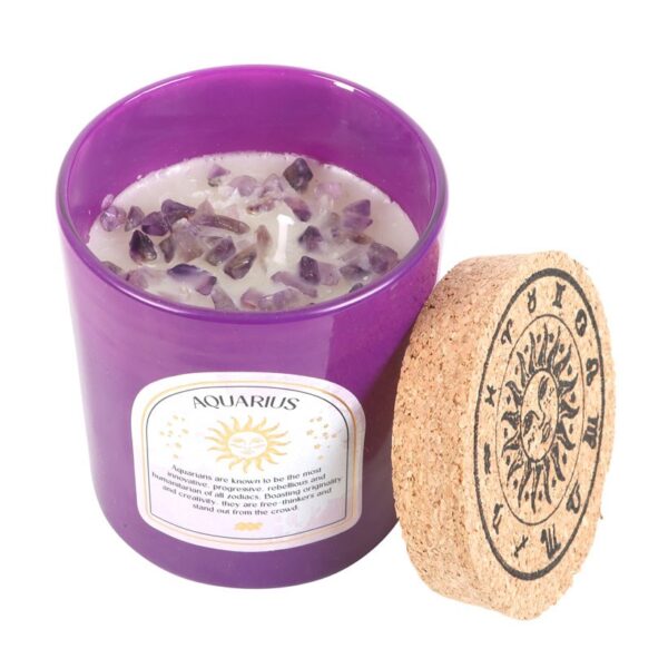 AQUARIUS BERGAMOT & MANDARIN GEMSTONE ZODIAC CANDLE - Image 2