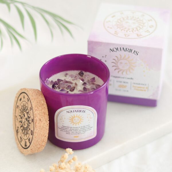 AQUARIUS BERGAMOT & MANDARIN GEMSTONE ZODIAC CANDLE - Image 6