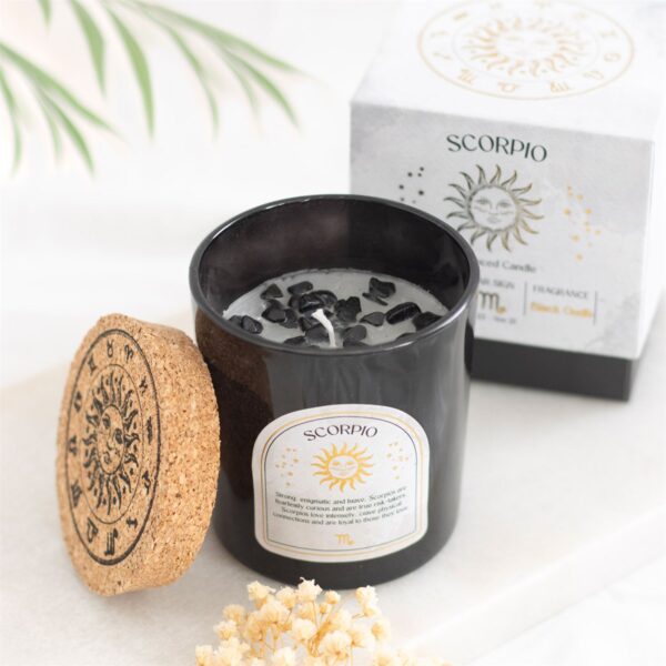 SCORPIO BLACK OUDH GEMSTONE ZODIAC CANDLE - Image 5