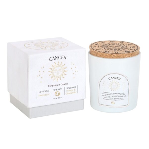 CANCER ORANGE & CHAMOMILE GEMSTONE ZODIAC CANDLE - Image 1