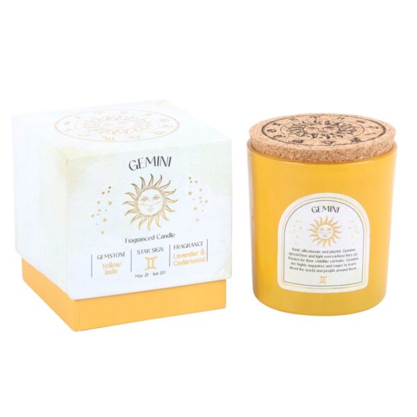 GEMINI LAVENDER & CEDARWOOD GEMSTONE ZODIAC CANDLE - Image 1