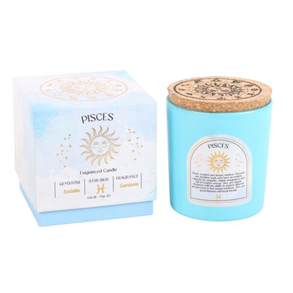 PISCES GARDENIA GEMSTONE ZODIAC CANDLE - Image 1