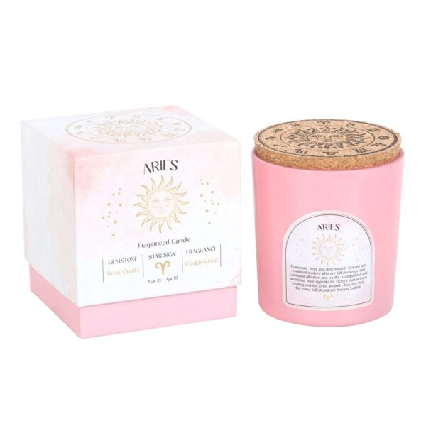 ARIES CEDARWOOD GEMSTONE ZODIAC CANDLE - Image 1