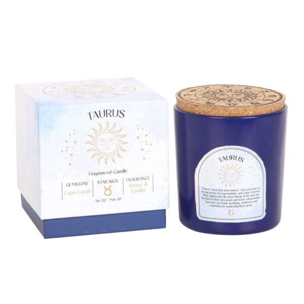TAURUS AMBER & VANILLA GEMSTONE ZODIAC CANDLE - Image 1