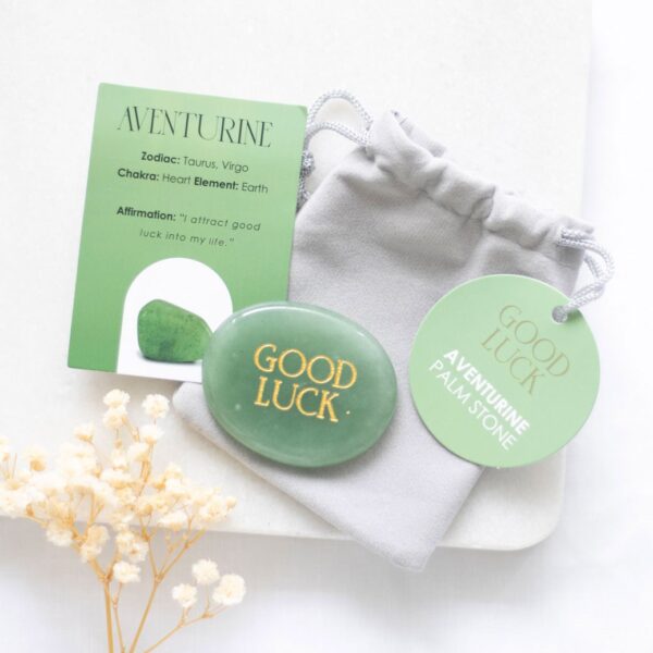 GOOD LUCK AVENTURINE CRYSTAL PALM STONE - Image 2