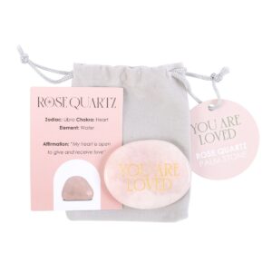 YOU ARE LOVED ROSE QUARTZ CRYSTAL PALM STONE