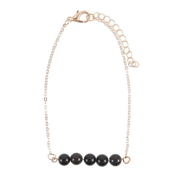 BLACK OBSIDIAN CRYSTAL BEADED CHAIN BRACELET - Image 3