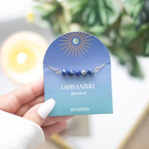 LAPIS LAZULI CRYSTAL BEADED CHAIN BRACELET