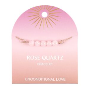 ROSE QUARTZ CRYSTAL BEADED CHAIN BRACELET
