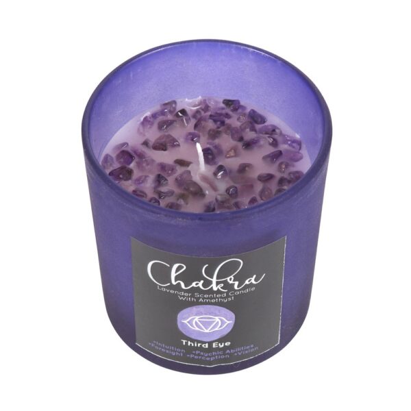 THIRD EYE CHAKRA LAVENDER CRYSTAL CHIP CANDLE - Image 1