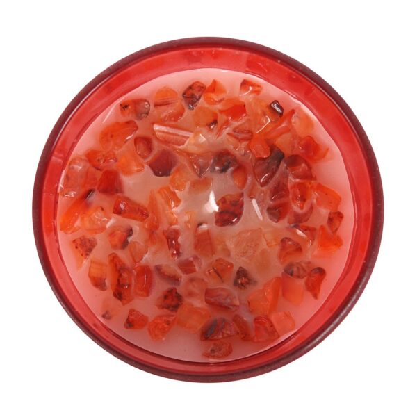 ROOT CHAKRA STRAWBERRY CRYSTAL CHIP CANDLE - Image 2