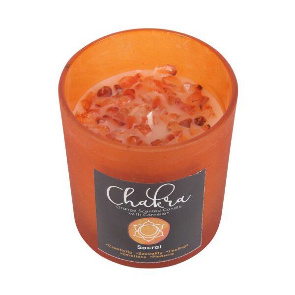 SACRAL CHAKRA ORANGE CRYSTAL CHIP CANDLE - Image 1