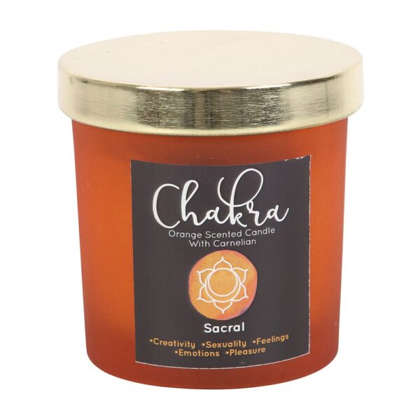 SACRAL CHAKRA ORANGE CRYSTAL CHIP CANDLE - Image 3