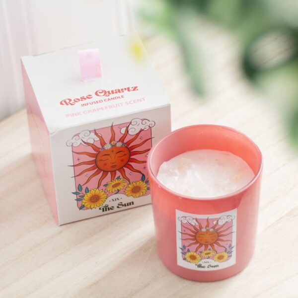 THE SUN ROSE QUARTZ CRYSTAL CHIP CANDLE - Image 1