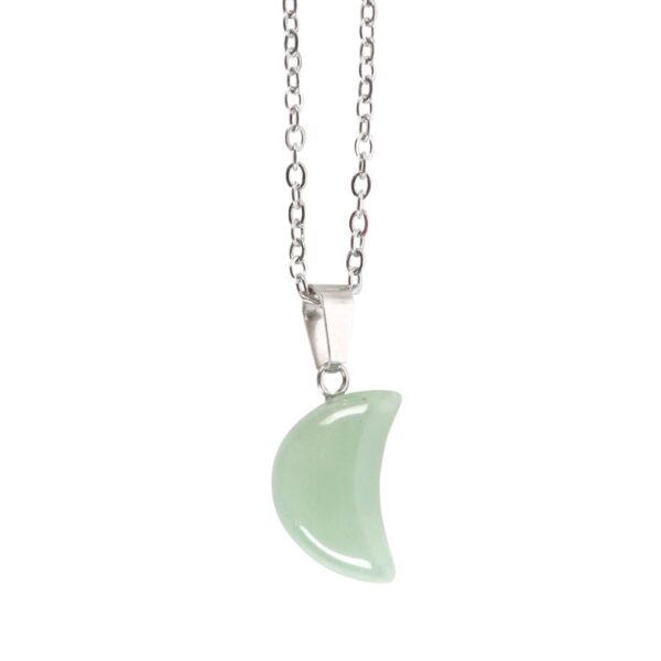 GREEN AVENTURINE CRYSTAL MOON NECKLACE ON GREETING CARD - Image 2