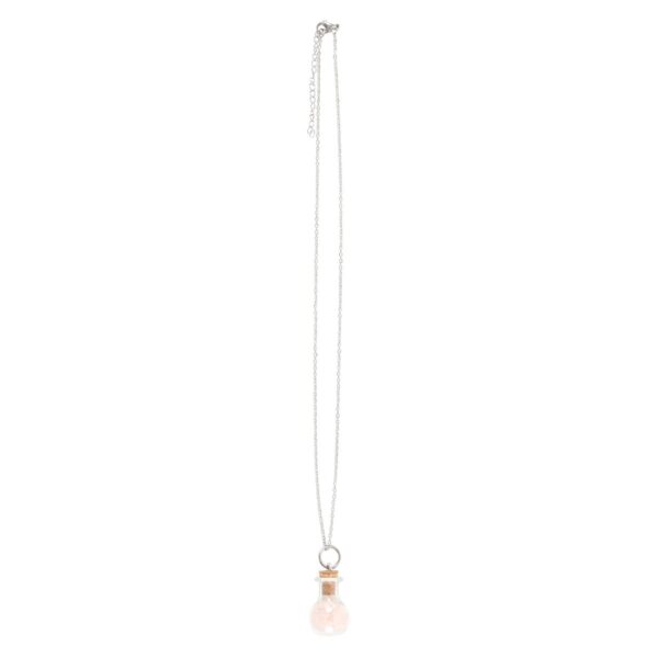 LOVE ROSE QUARTZ CRYSTAL CHIP POTION BOTTLE NECKLACE - Image 4