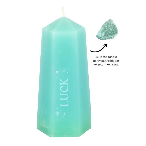 LUCK CRYSTAL CANDLE WITH ROUGH GREEN AVENTURINE - Image 2