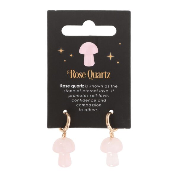 ROSE QUARTZ CRYSTAL MUSHROOM EARRINGS - Image 2