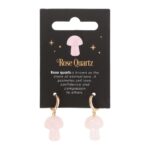 ROSE QUARTZ CRYSTAL MUSHROOM EARRINGS - Image 2