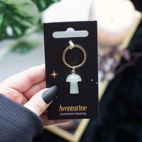 AVENTURINE CRYSTAL MUSHROOM KEYRING - Image 1