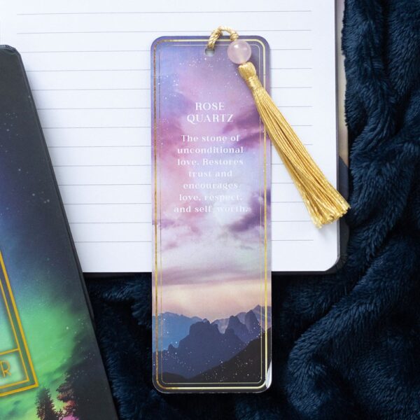 ETHEREAL ROSE QUARTZ BOOKMARK WITH TASSEL - Image 3
