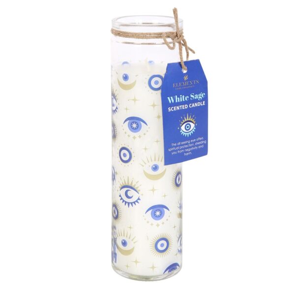 ALL SEEING EYE WHITE SAGE TUBE CANDLE - Image 1