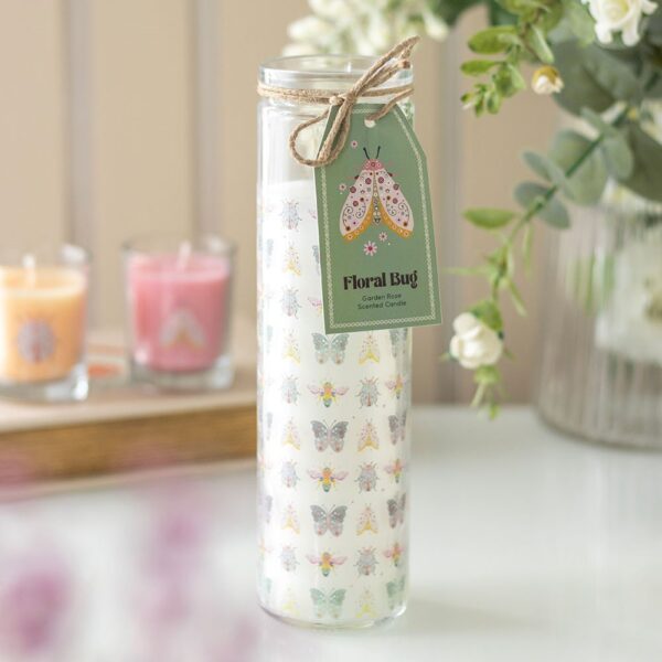 FLORAL BUG GARDEN ROSE TUBE CANDLE - Image 1