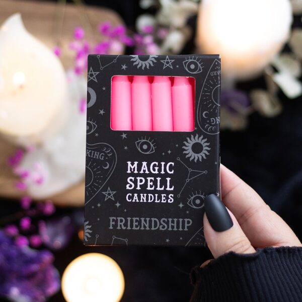 PACK OF 12 PINK 'FRIENDSHIP' SPELL CANDLES - Image 1