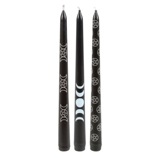 SET OF 3 BLACK MAGIC MYSTICAL TAPER CANDLES - Image 3