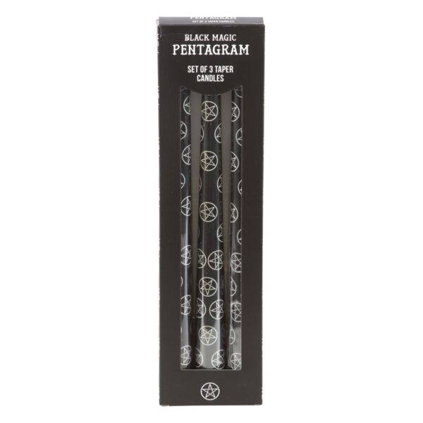 SET OF 3 BLACK MAGIC PENTAGRAM TAPER CANDLES - Image 2