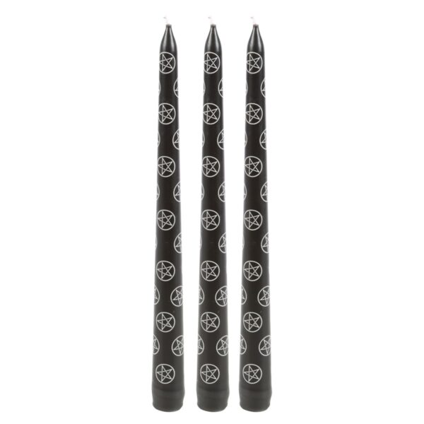 SET OF 3 BLACK MAGIC PENTAGRAM TAPER CANDLES - Image 3
