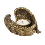 ANTIQUE GOLD ANGEL WING TEALIGHT CANDLE HOLDER - Image 4