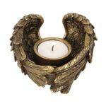 ANTIQUE GOLD ANGEL WING TEALIGHT CANDLE HOLDER - Image 3