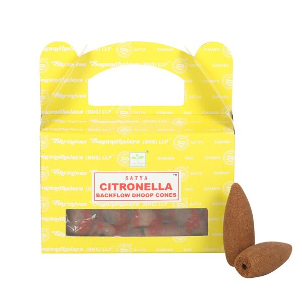 CITRONELLA BACKFLOW DHOOP INCENSE CONES BY SATYA - Image 1