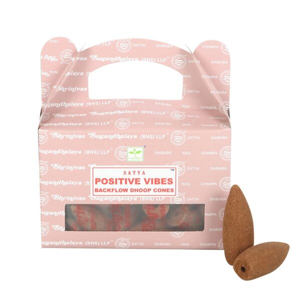 POSITIVE VIBES BACKFLOW DHOOP INCENSE CONES BY SATYA - Image 1