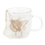 LUNA MOTH DOUBLE WALLED GLASS MUG WITH CRYSTAL TEA INFUSER - Image 4