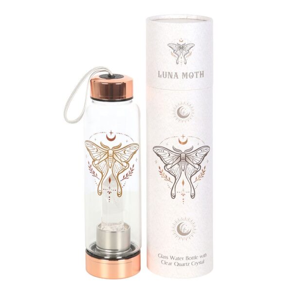 LUNA MOTH GLASS WATER BOTTLE WITH CLEAR QUARTZ CRYSTAL - Image 6