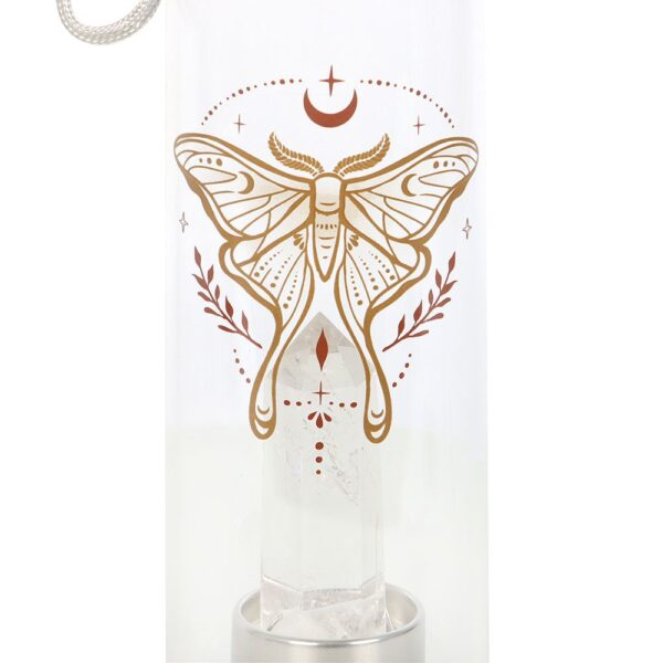 LUNA MOTH GLASS WATER BOTTLE WITH CLEAR QUARTZ CRYSTAL - Image 5