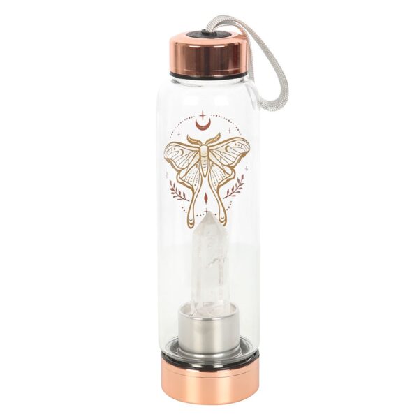 LUNA MOTH GLASS WATER BOTTLE WITH CLEAR QUARTZ CRYSTAL - Image 4
