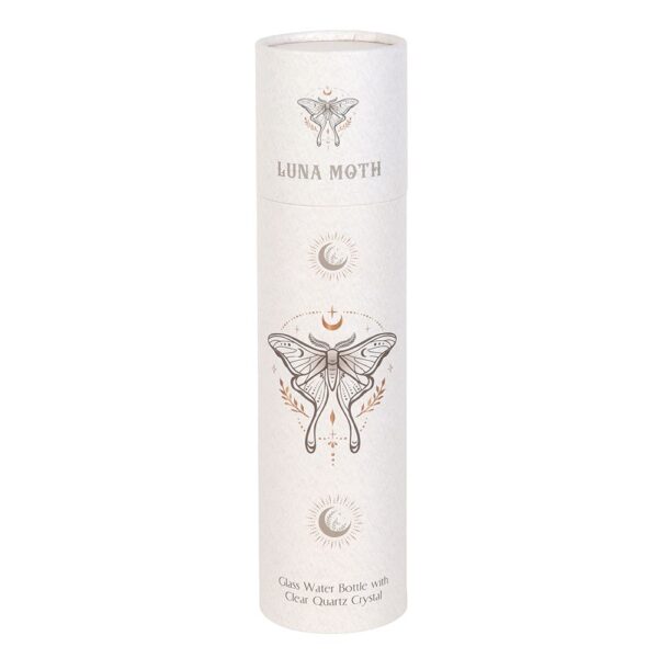 LUNA MOTH GLASS WATER BOTTLE WITH CLEAR QUARTZ CRYSTAL - Image 3