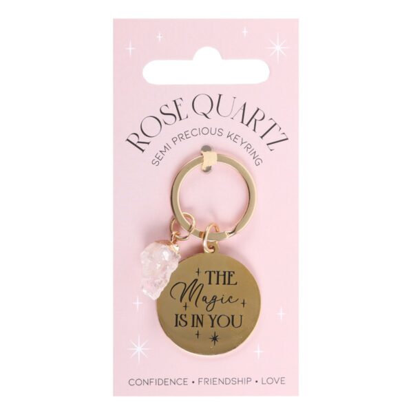 THE MAGIC IS IN YOU ROSE QUARTZ CRYSTAL KEYRING - Image 1